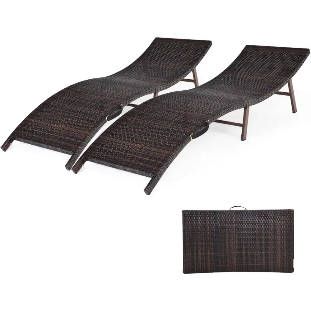 Set of 2 Patio Chaises, Foldable Outdoor Patio Wicker Lounger Chair, with Double-Sided Cushions, Suitable for Poolside
Set of 2 Patio Chaises, Foldable Outdoor Patio Wicker Lounger Chair, with Double-Sided Cushions, Suitable for Poolside