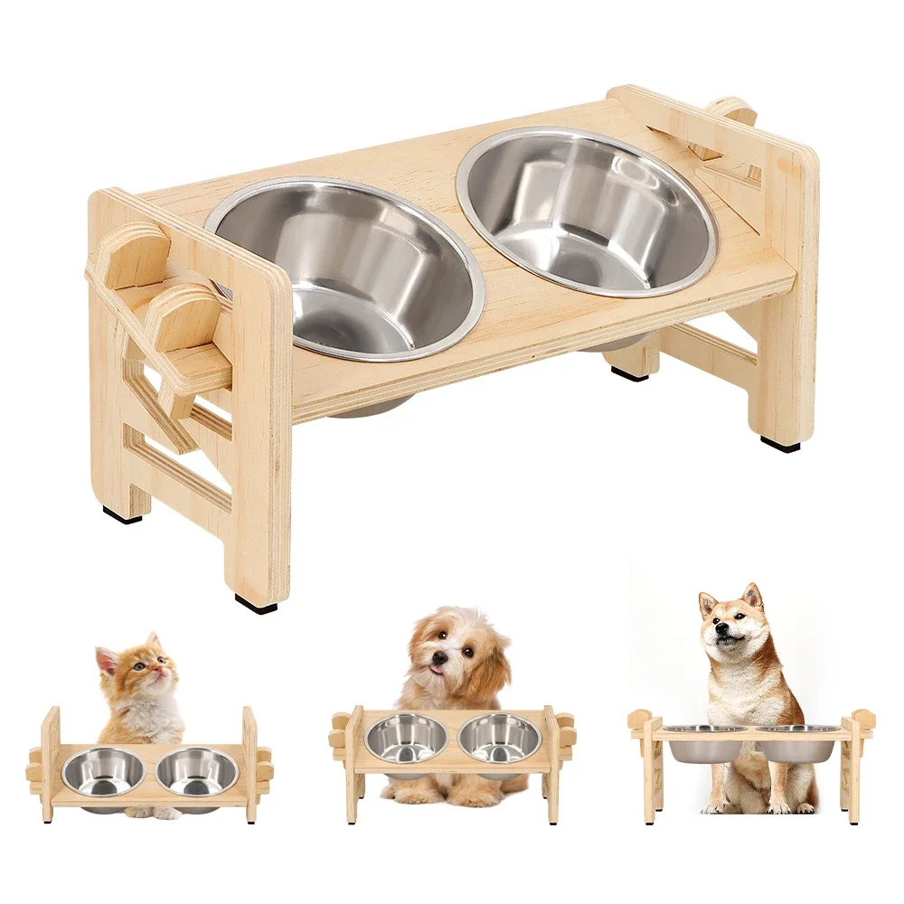 Elevated Wooden Dog Bowls 6 Adjustable Raised Puppy Cat Food Water Bowls Holder Feeder with Stainless Steel Bowl Pet Accessories
Elevated Wooden Dog Bowls 6 Adjustable Raised Puppy Cat Food Water Bowls Holder Feeder with Stainless Steel Bowl Pet Accessories