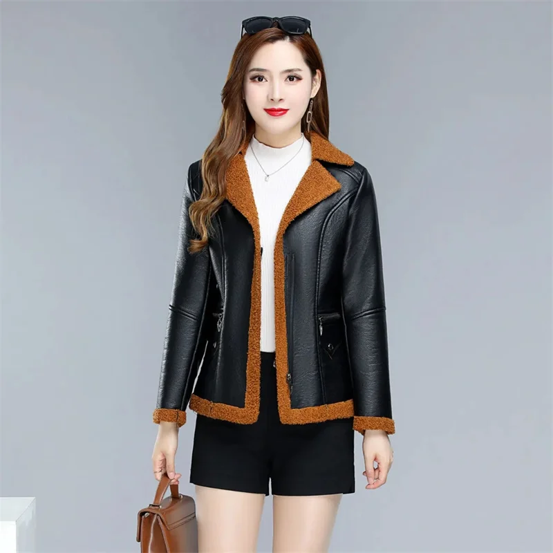 2022 New Winter PU Leather Jacket Women Short Coat Thicken Fleece Double-faced Fur Leather Warm Outerwear Lady Slim Tops Jackets
2022 New Winter PU Leather Jacket Women Short Coat Thicken Fleece Double-faced Fur Leather Warm Outerwear Lady Slim Tops Jackets