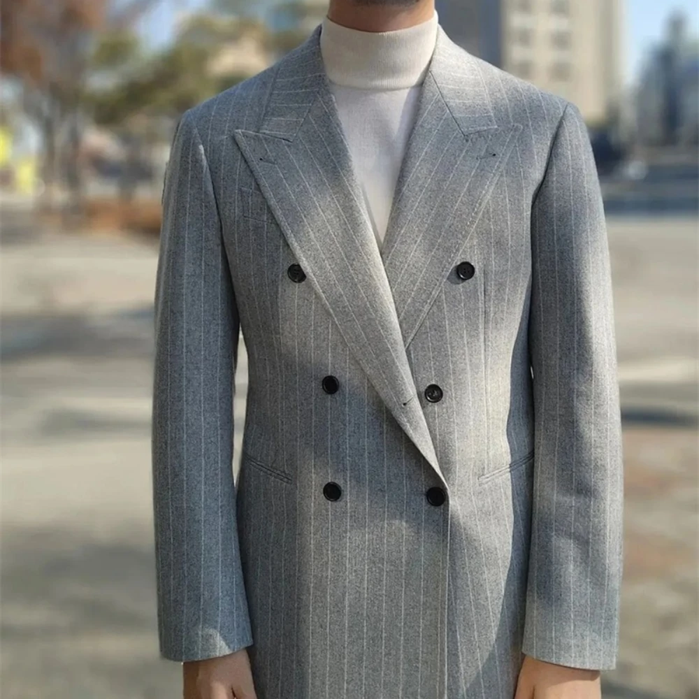 Grey Pinstripe Men Suits Set Wedding Tuxedo Formal Office 2 Pcs Blazer+Pants Custom Made Party Double Breasted Male Coat
Grey Pinstripe Men Suits Set Wedding Tuxedo Formal Office 2 Pcs Blazer+Pants Custom Made Party Double Breasted Male Coat