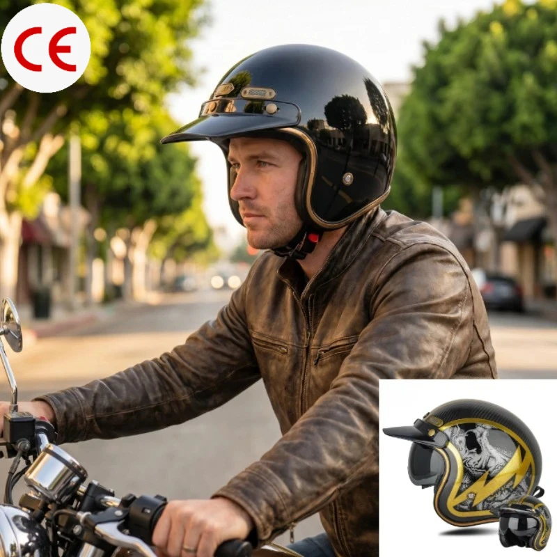 Open Face Motorcycle Helmet Retro Carbon Fiber Motorbike Helmets with Visor Men Casco Moto Scooter Capacete DOT Approved Safety
Open Face Motorcycle Helmet Retro Carbon Fiber Motorbike Helmets with Visor Men Casco Moto Scooter Capacete DOT Approved Safety