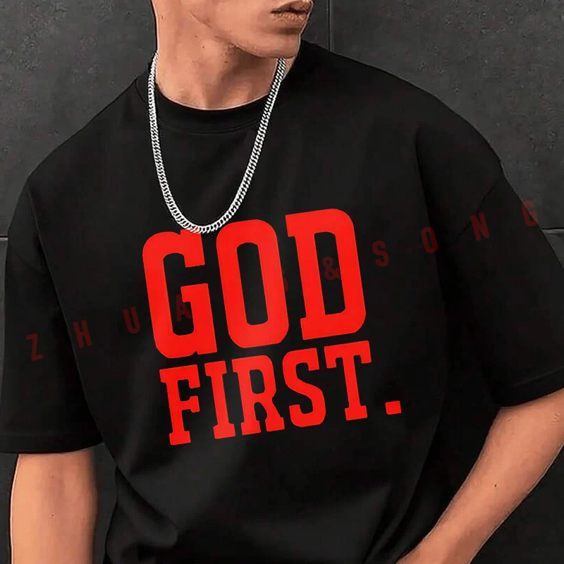 God First Versatile Slogan Printed Moto Fashion T-shirt Casual Trendy Tshirts For Summer Comfortable Short Sleeve Tops
God First Versatile Slogan Printed Moto Fashion T-shirt Casual Trendy Tshirts For Summer Comfortable Short Sleeve Tops