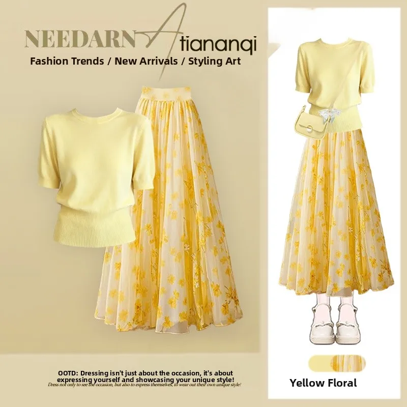 Fashionable Summer Outfit Women's Lazy Style Versatile Waist-Cut Top with Meat- Concealing Half-length Skirt Two-piece Set
Fashionable Summer Outfit Women's Lazy Style Versatile Waist-Cut Top with Meat- Concealing Half-length Skirt Two-piece Set