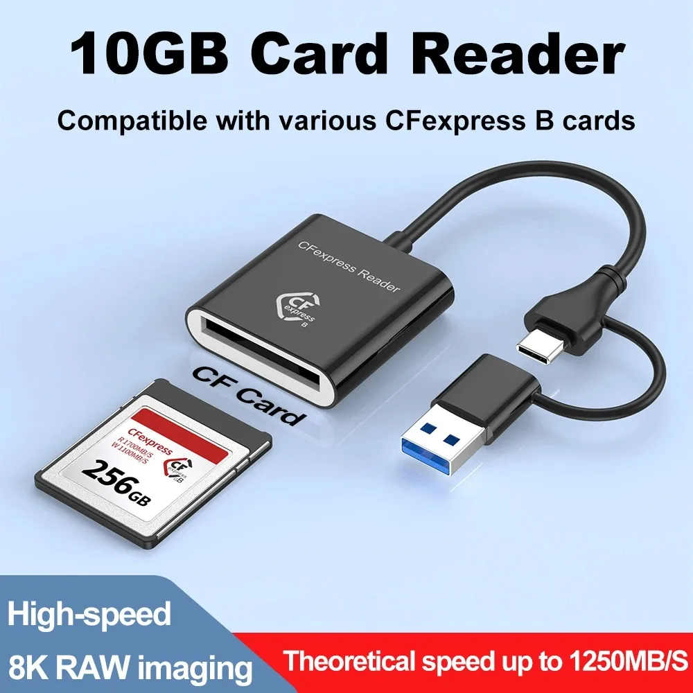 10Gbps CFexpress Type B Card Reader Writer USB3.2 Gen2 USB-C CFe Card Reader for Android Windows XP/Vista/7/8/8.1/10/11 Mac OS
10Gbps CFexpress Type B Card Reader Writer USB3.2 Gen2 USB-C CFe Card Reader for Android Windows XP/Vista/7/8/8.1/10/11 Mac OS