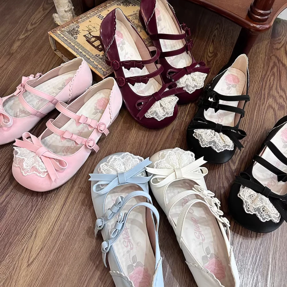 Lolita Shoes Lace Round Head Girls Mary Janes Single Shoes Sweet Casual Pink High Heels Summer Low Heel Flats Platform Pumps
Lolita Shoes Lace Round Head Girls Mary Janes Single Shoes Sweet Casual Pink High Heels Summer Low Heel Flats Platform Pumps