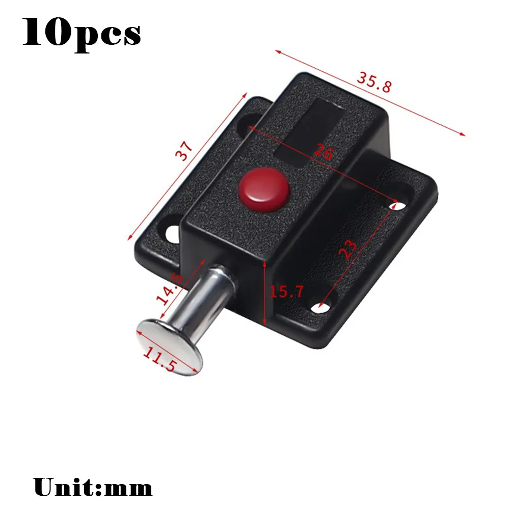 Black Latch With Cover High Quality 10pcs Plastic Automatic Door Bolt Latches Lock Cabinet Push Button Easy-installing
Black Latch With Cover High Quality 10pcs Plastic Automatic Door Bolt Latches Lock Cabinet Push Button Easy-installing