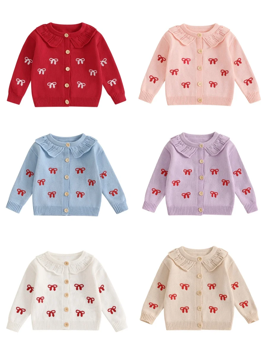 Baby Girl Bow Sweater Cardigan Open Front Button Down Long Sleeve Knitwear Coat Toddler Fall Spring Clothes
Baby Girl Bow Sweater Cardigan Open Front Button Down Long Sleeve Knitwear Coat Toddler Fall Spring Clothes