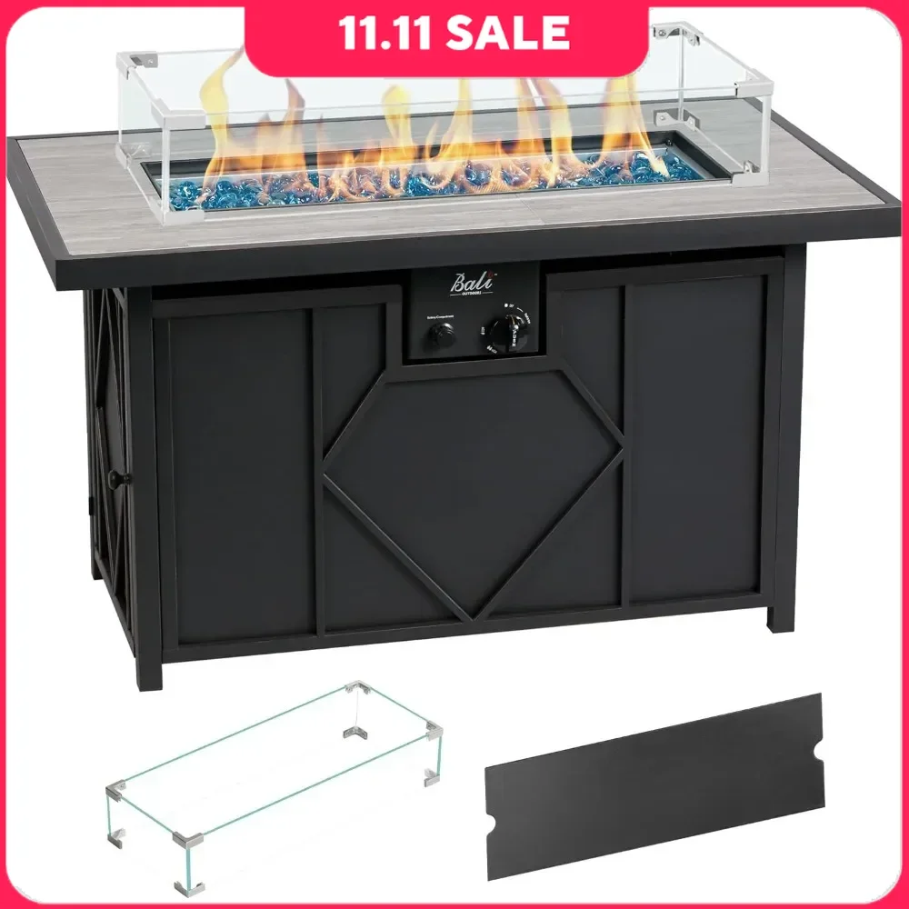 Outdoor Fire Pit Table, 60,000 BTU Gas FirePit with Glass Wind Guard, 42 Inch Propane Fire Pit
Outdoor Fire Pit Table, 60,000 BTU Gas FirePit with Glass Wind Guard, 42 Inch Propane Fire Pit