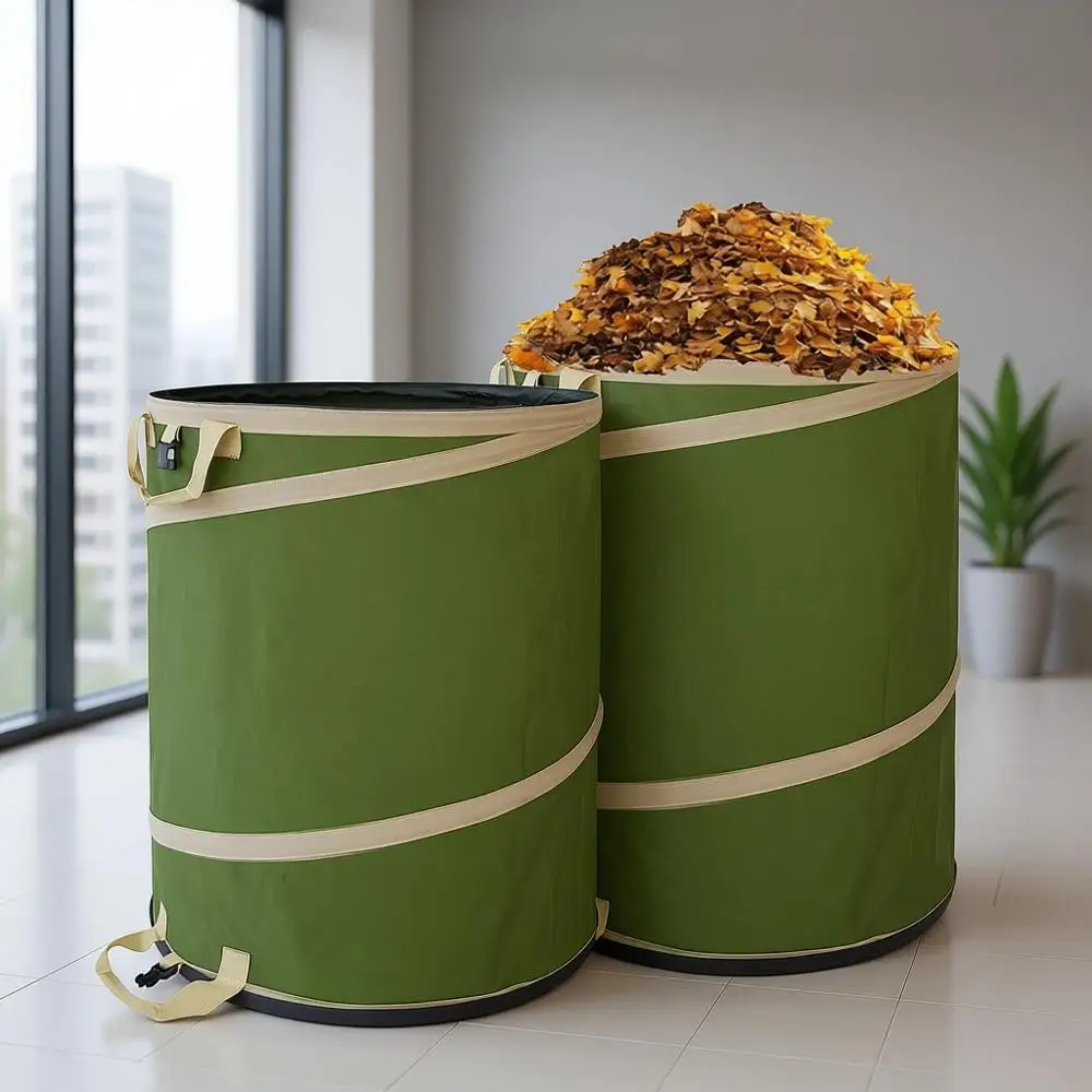 2-Pack 47 Gallon Collapsible Trash Cans with Hard Bottoms - Large Outdoor, Yard, Leaf Waste, Recycle Bins for Camping, Green
2-Pack 47 Gallon Collapsible Trash Cans with Hard Bottoms - Large Outdoor, Yard, Leaf Waste, Recycle Bins for Camping, Green