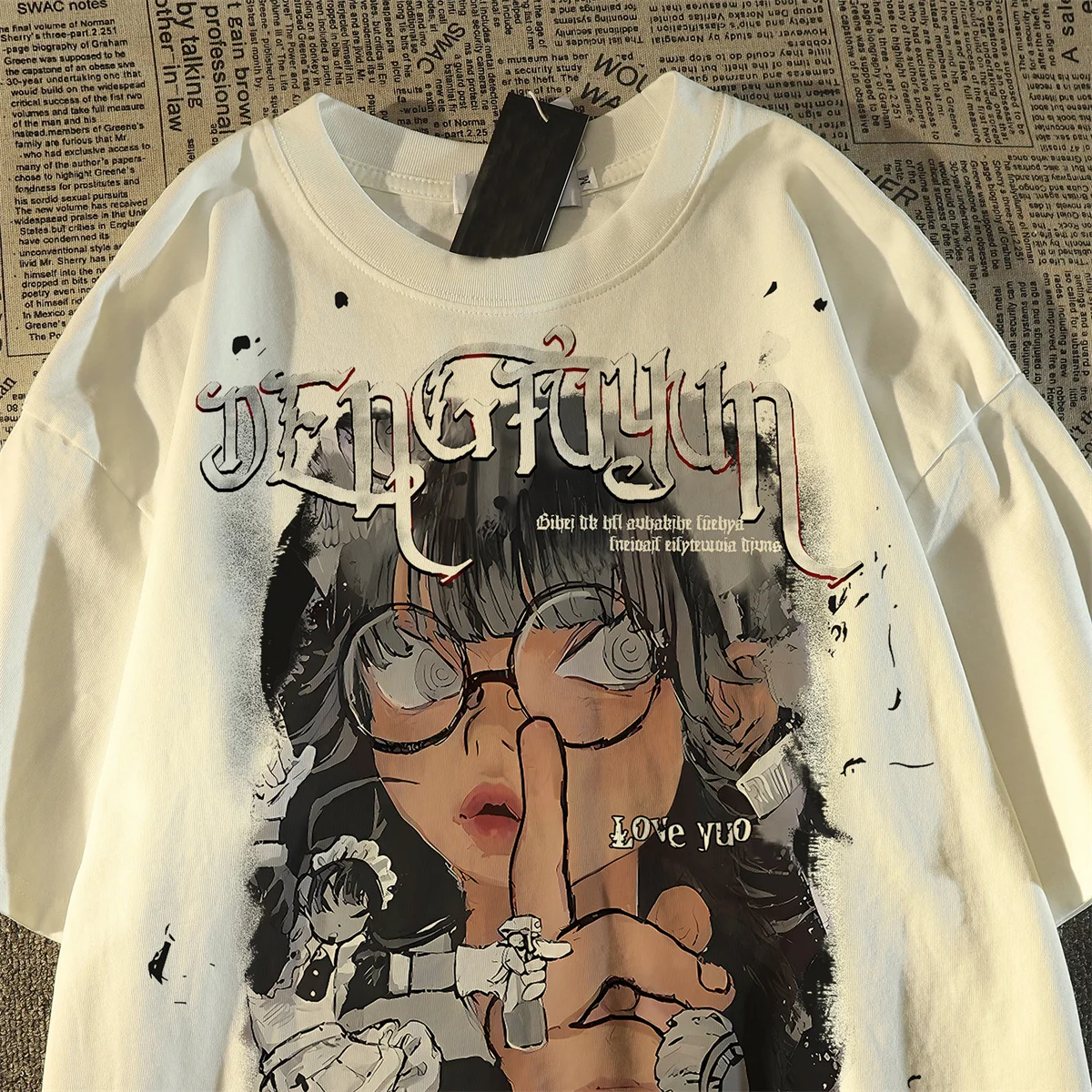 American Street Cartoon Print Character Short Sleeved T-shirt For Women And Men, Summer High Street Fashion Oversize Tshirts
American Street Cartoon Print Character Short Sleeved T-shirt For Women And Men, Summer High Street Fashion Oversize Tshirts