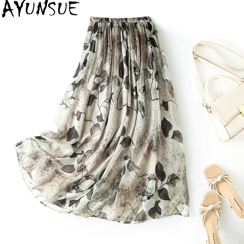 AYUNSUE 100% Silk Women's Skirts Stylish High Waist A-line Skirts for Women Flowing Long Skirt Spring Summer Clothes for Woman
AYUNSUE 100% Silk Women's Skirts Stylish High Waist A-line Skirts for Women Flowing Long Skirt Spring Summer Clothes for Woman