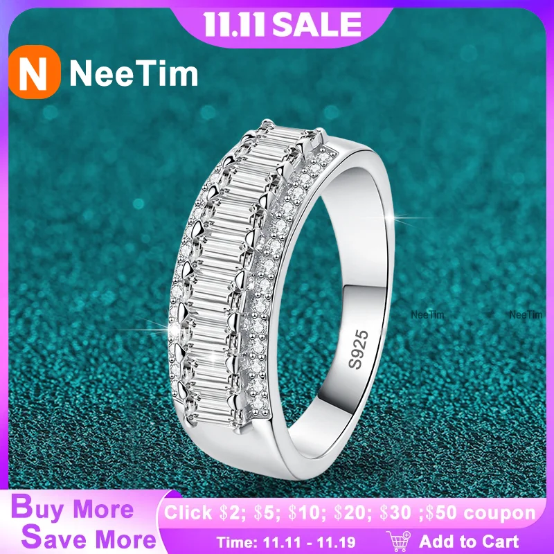 NeeTim Emerald Cut Full D VVS1 Moissanite Ring for Women Sparkling Wedding Eternity Bands S925 Sterling Silver Jewelry Ring
NeeTim Emerald Cut Full D VVS1 Moissanite Ring for Women Sparkling Wedding Eternity Bands S925 Sterling Silver Jewelry Ring
