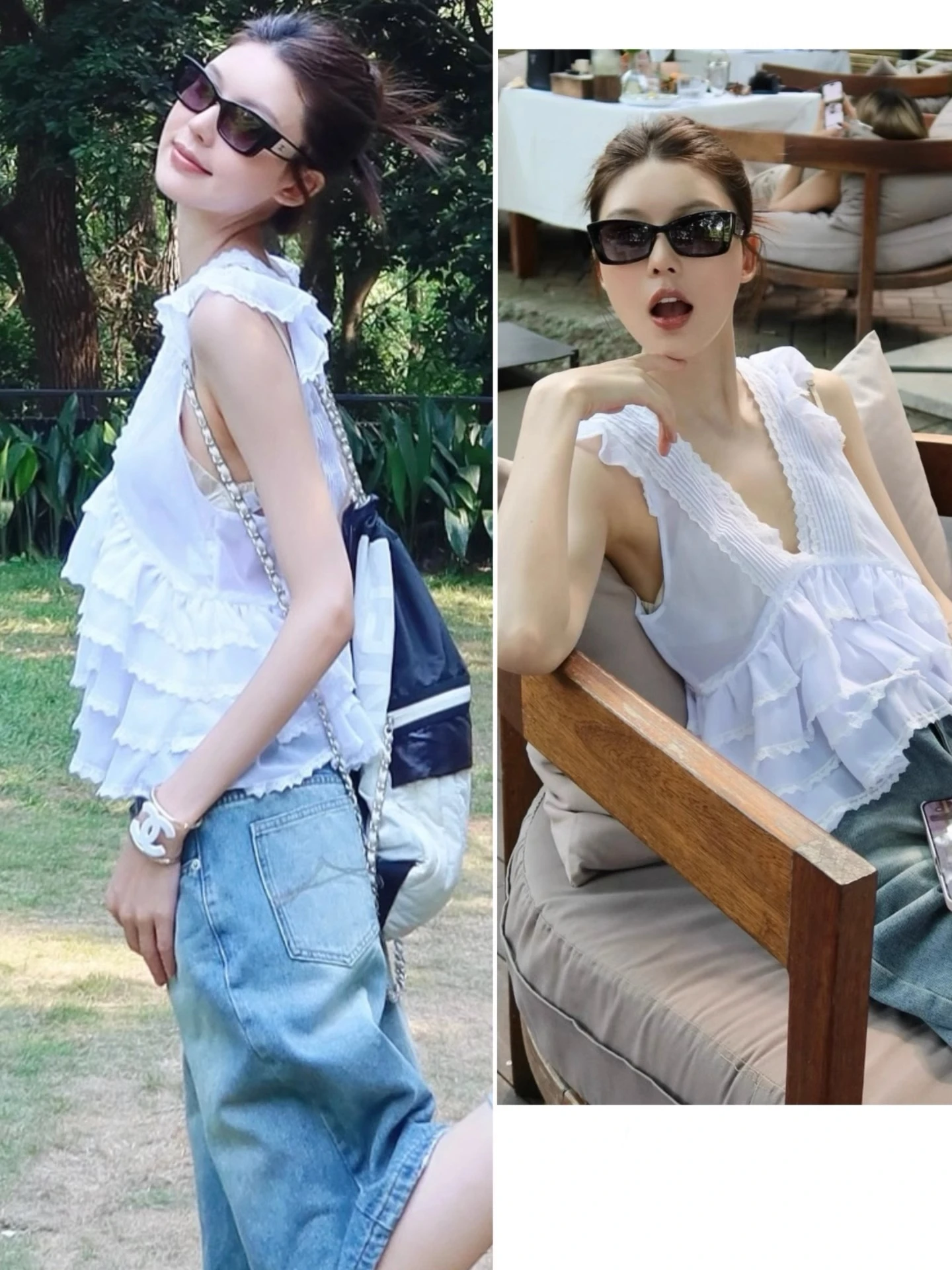 EXJRV White Chiffon Sleeveless Shirt Women Summer Ruffle Hem Short Style Small Flying Sleeve Vest Trendy Sweet Style Pure Color
EXJRV White Chiffon Sleeveless Shirt Women Summer Ruffle Hem Short Style Small Flying Sleeve Vest Trendy Sweet Style Pure Color