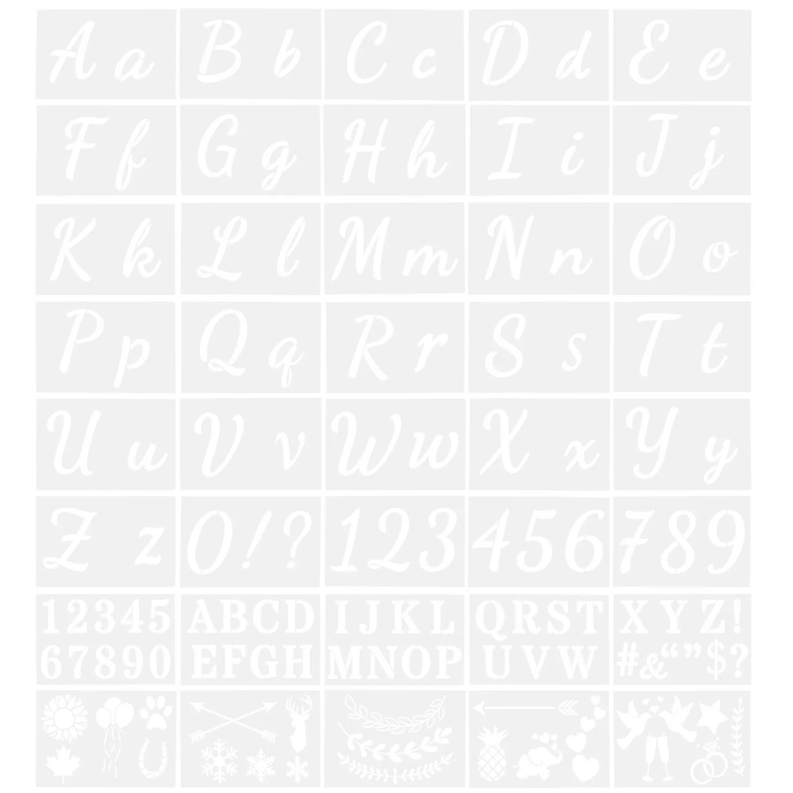 40 Sheets Letter Template Stencil Decorative Painting Reusable Stencils for Wall Craft DIY Letters Alphabet Design
40 Sheets Letter Template Stencil Decorative Painting Reusable Stencils for Wall Craft DIY Letters Alphabet Design