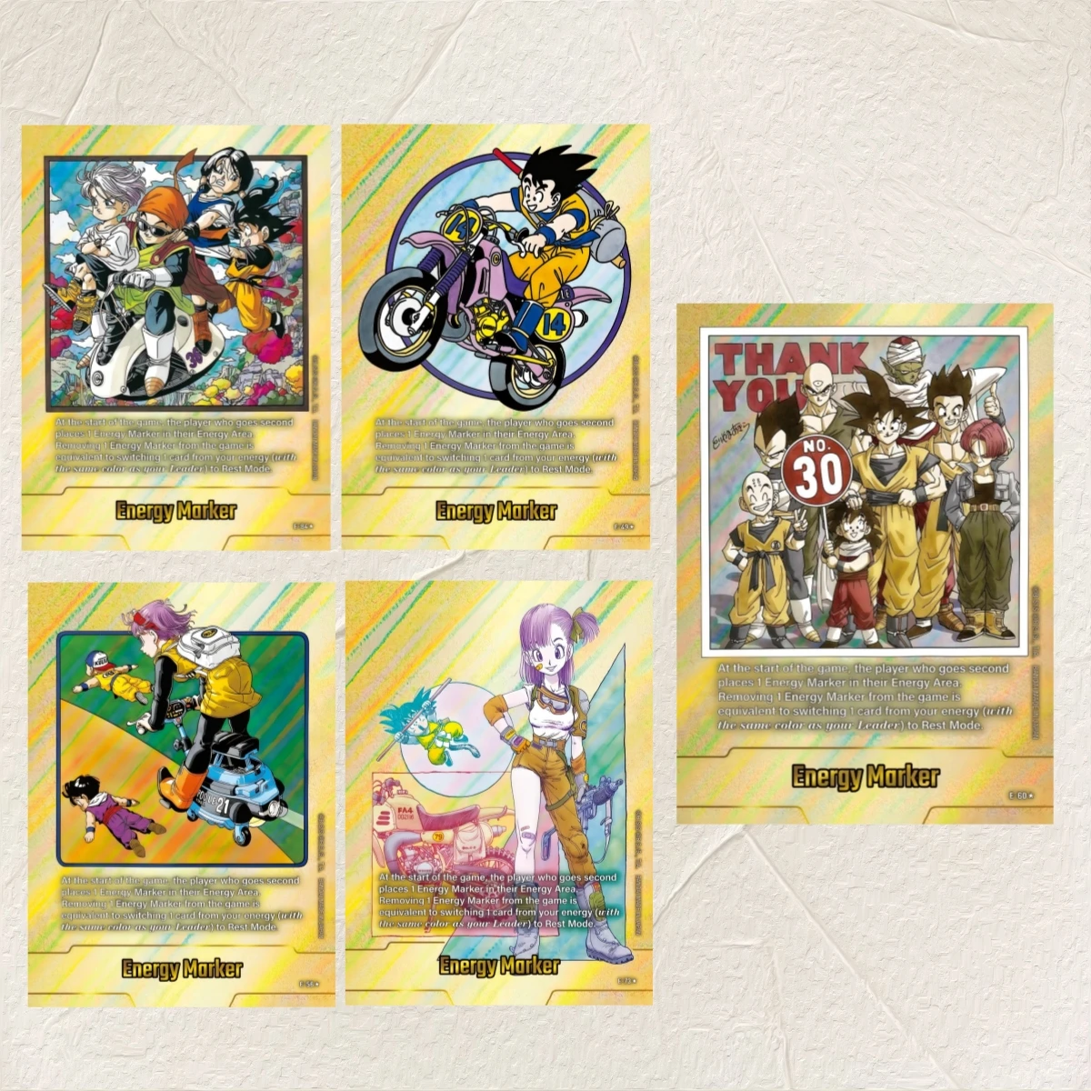 DIY 5Pcs Dragon Ball Energy Marker Bulma Goku Trunks Holographic Texture Flash Cards Classic Anime Collectible TCG
DIY 5Pcs Dragon Ball Energy Marker Bulma Goku Trunks Holographic Texture Flash Cards Classic Anime Collectible TCG