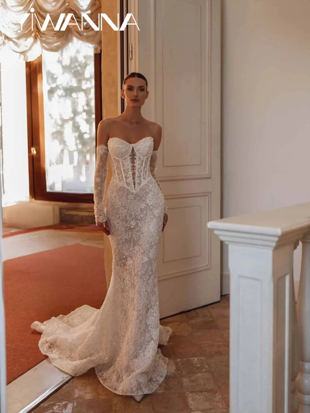 Ivory Detachable Sleeve Beaded Lace Wedding Dress Romantic Sweetheart Neck Bridal Gown Customized Illusion Dresses For Bride
Ivory Detachable Sleeve Beaded Lace Wedding Dress Romantic Sweetheart Neck Bridal Gown Customized Illusion Dresses For Bride