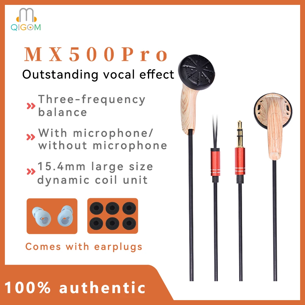 QIGOM Wired Earphone HIFI MX500Pro 15.4MM Dynamic Headset 32Ω 109dB With/Without Mic Flat-head Earbuds Design Vocal Version
QIGOM Wired Earphone HIFI MX500Pro 15.4MM Dynamic Headset 32Ω 109dB With/Without Mic Flat-head Earbuds Design Vocal Version