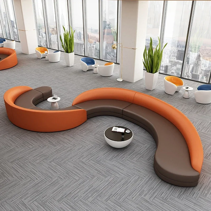 Simple and modern, office sofa coffee table combination, light luxury leisure lounge area, circular arc set
Simple and modern, office sofa coffee table combination, light luxury leisure lounge area, circular arc set