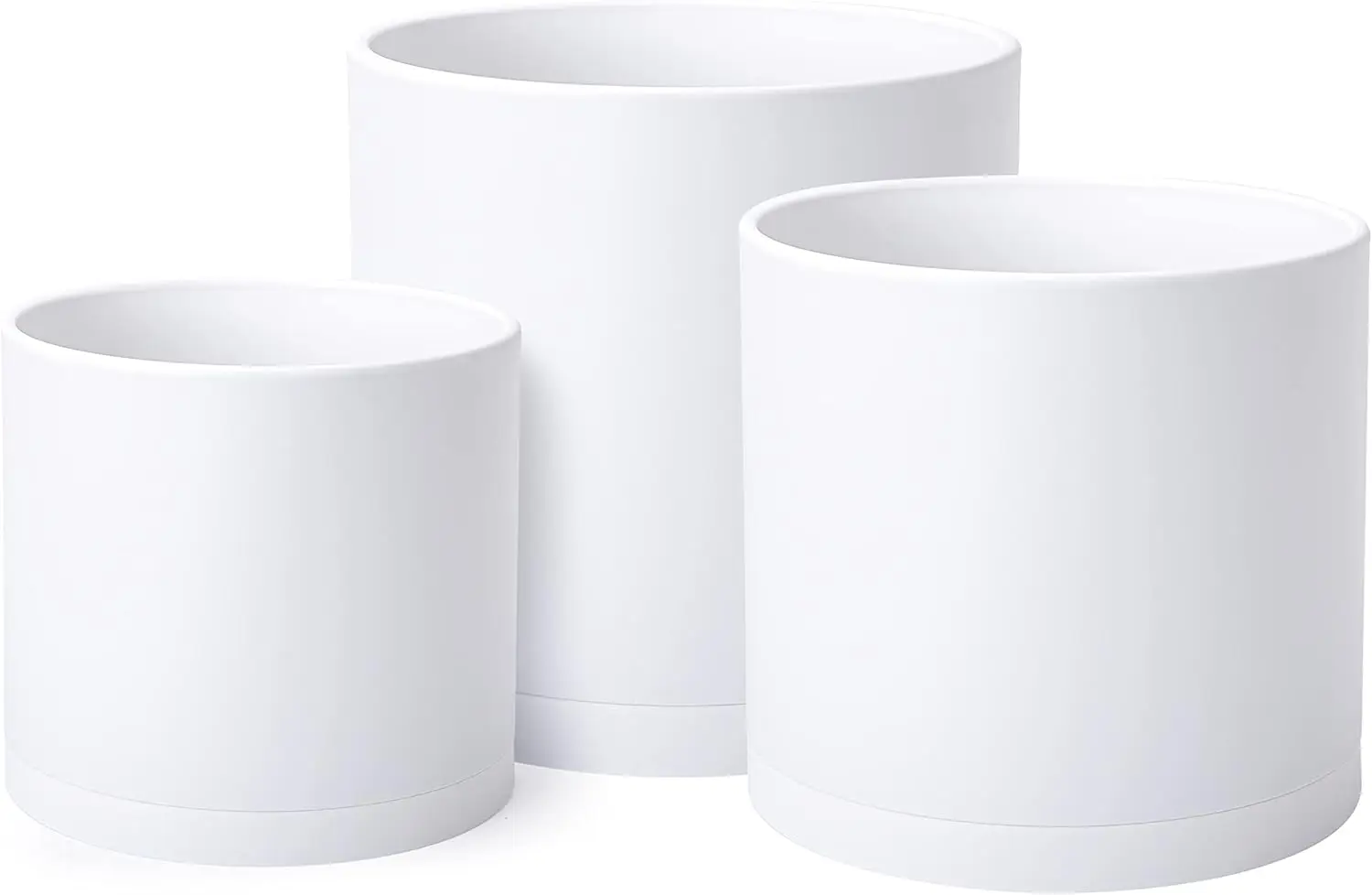 Set of 3 Large Plastic Plant Pots with Drainage Holes and Saucers, White, 8-12 Inch
Set of 3 Large Plastic Plant Pots with Drainage Holes and Saucers, White, 8-12 Inch