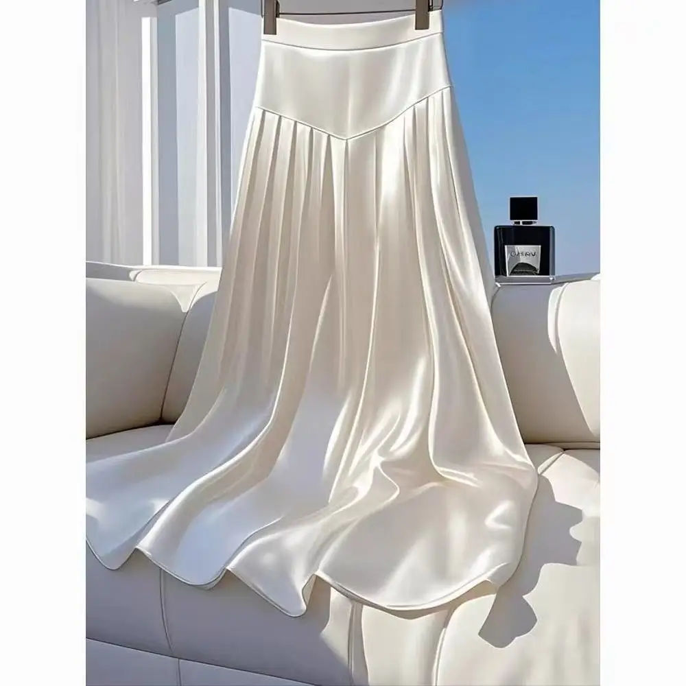 New Fashion High End Temperament Beautiful Satin Skirt For Women Autumn High Waist Solid Color Versatile Pleated OL Skirt
New Fashion High End Temperament Beautiful Satin Skirt For Women Autumn High Waist Solid Color Versatile Pleated OL Skirt