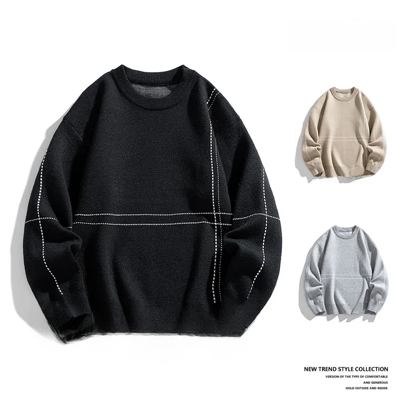 Мужской вязаный свитер осенне-зимний свободного кроя с круглым вырезом, повседневный, удобный, теплый базовый слой, модный бренд
Мужской вязаный свитер осенне-зимний свободного кроя с круглым вырезом, повседневный, удобный, теплый базовый слой, модный бренд