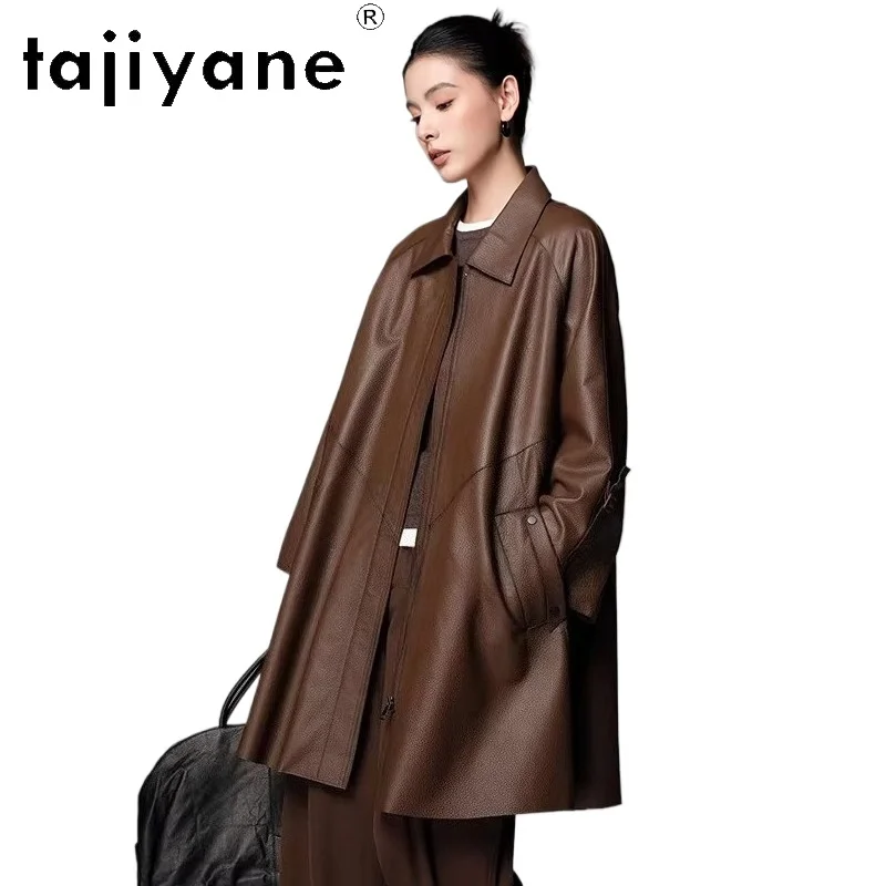 TAJIYANE 100% Sheepskin Leather Jackets Woman Mid-Long Loose Coat Lychee Patterned Genuine Leather Jacket 2026 Autumn Clothes 자켓
TAJIYANE 100% Sheepskin Leather Jackets Woman Mid-Long Loose Coat Lychee Patterned Genuine Leather Jacket 2026 Autumn Clothes 자켓