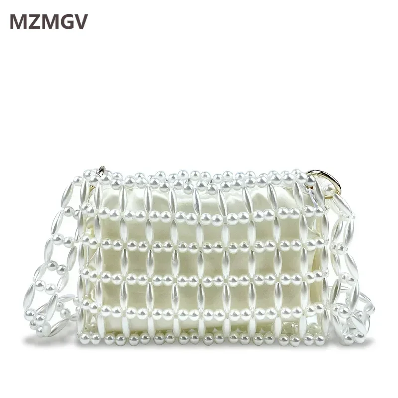 Woman Fashion Hollow Out Design Pearl Beaded Shoulder Bag Sweet Girls Hand Woven Acrylic Square Bag Female Evening Clutch Bag
Woman Fashion Hollow Out Design Pearl Beaded Shoulder Bag Sweet Girls Hand Woven Acrylic Square Bag Female Evening Clutch Bag