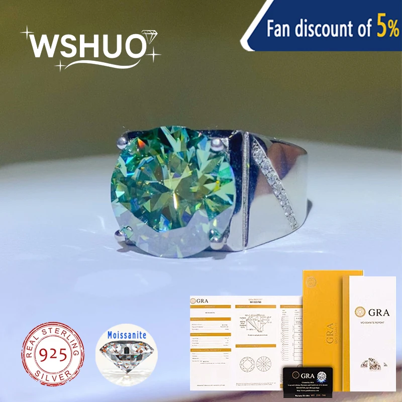 WSHUO 5/10CT Green Moissanite Rings for Men Women Party Luxury S925 Sterling Silver Gemstone Fine Jewelry Pass Diamond Test GRA
WSHUO 5/10CT Green Moissanite Rings for Men Women Party Luxury S925 Sterling Silver Gemstone Fine Jewelry Pass Diamond Test GRA