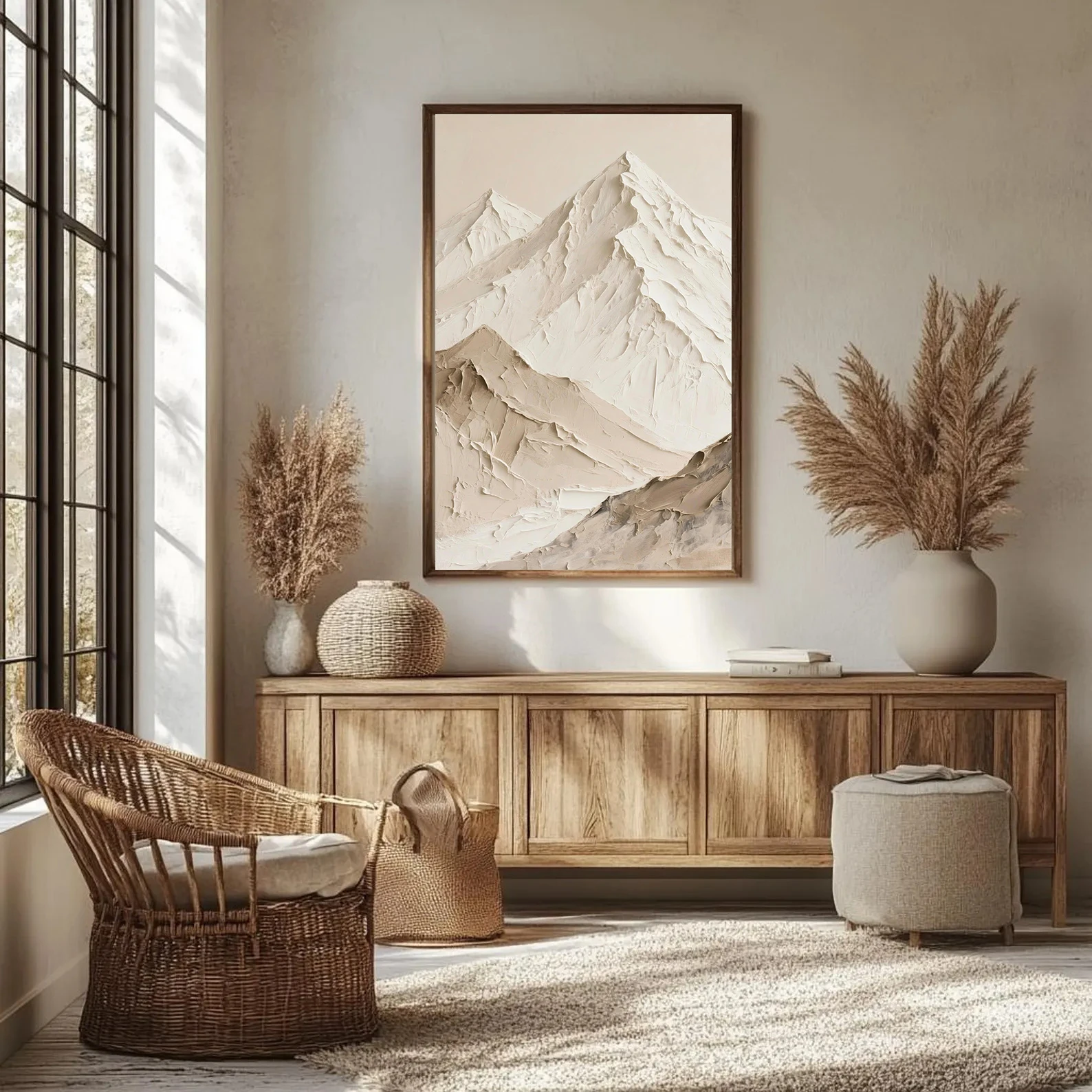 Minimalist style 3D mountain texture wall decoration using earthy tones of beige and gray-brown. Home decor, new home gift.
Minimalist style 3D mountain texture wall decoration using earthy tones of beige and gray-brown. Home decor, new home gift.