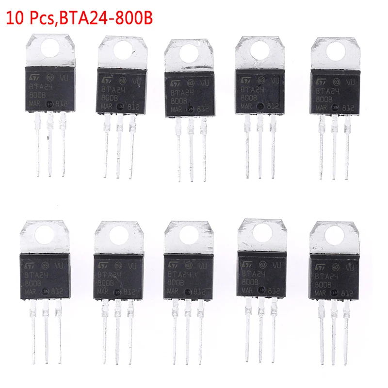 10 Pcs BTA24-800B BTA24 24A 800V TO-220 Triac Pack for Electronics
10 Pcs BTA24-800B BTA24 24A 800V TO-220 Triac Pack for Electronics
