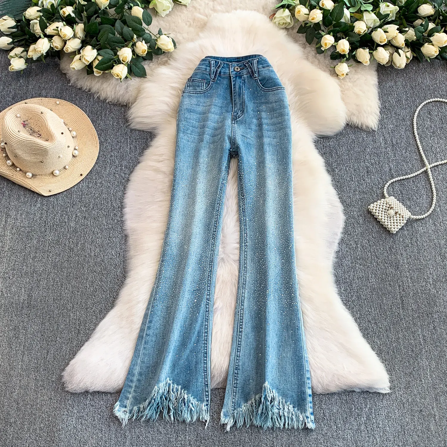 Chic Casual Women Elegant tassel Vintage High Waist Pants Fashion autumn winter Femme Women Clothes
Chic Casual Women Elegant tassel Vintage High Waist Pants Fashion autumn winter Femme Women Clothes