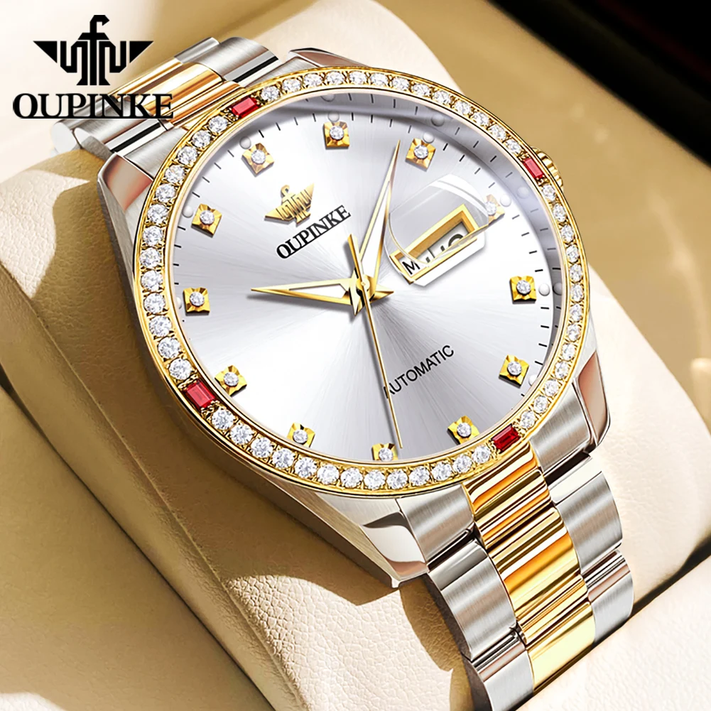 OUPINKE 3261 Original Japan Movement Automatic Mechanical Man Watch Luxury Diamond Dial Dual Calendar Classic Business Watches
OUPINKE 3261 Original Japan Movement Automatic Mechanical Man Watch Luxury Diamond Dial Dual Calendar Classic Business Watches
