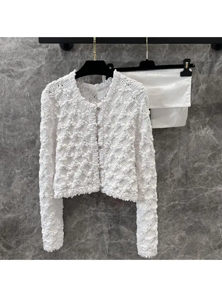 2025 Luxury Handmade Crochet Embroidery Solid Knitted Cardigan Women O-neck Single Breasted Long Sleeve Hollow Sweet Sweater
2025 Luxury Handmade Crochet Embroidery Solid Knitted Cardigan Women O-neck Single Breasted Long Sleeve Hollow Sweet Sweater