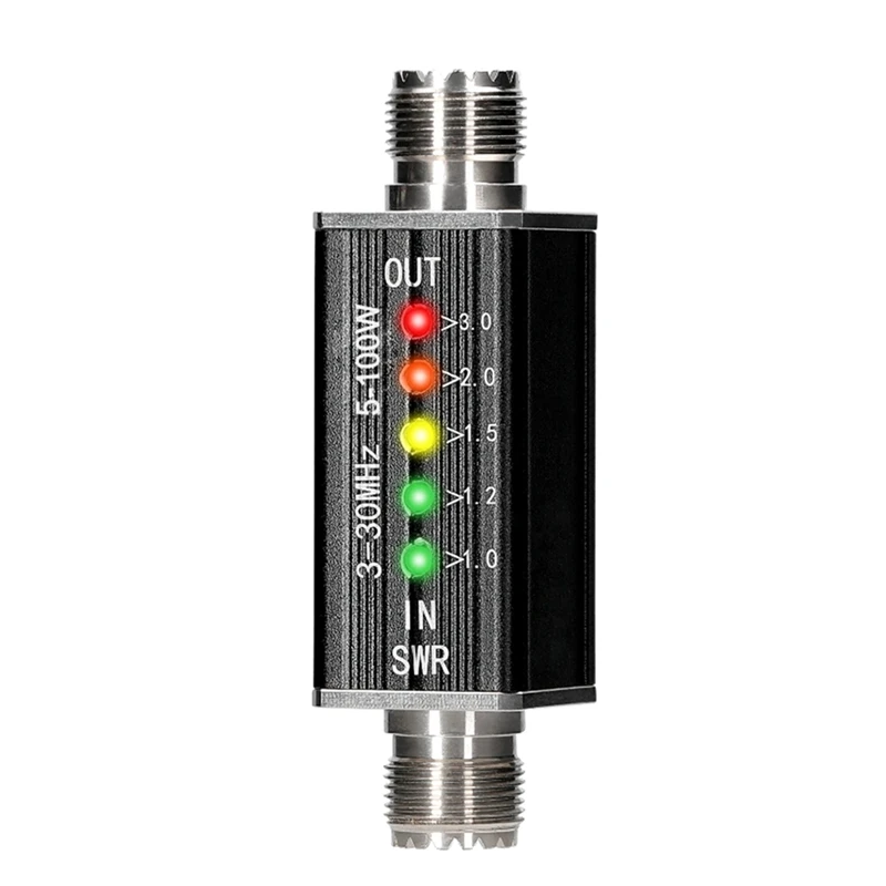 1 PCS Shortwave Standing Waves Indicator 3-30Mhz Frequency Shortwave Standing Waves Indicator With 5 LED M Female Interface
1 PCS Shortwave Standing Waves Indicator 3-30Mhz Frequency Shortwave Standing Waves Indicator With 5 LED M Female Interface