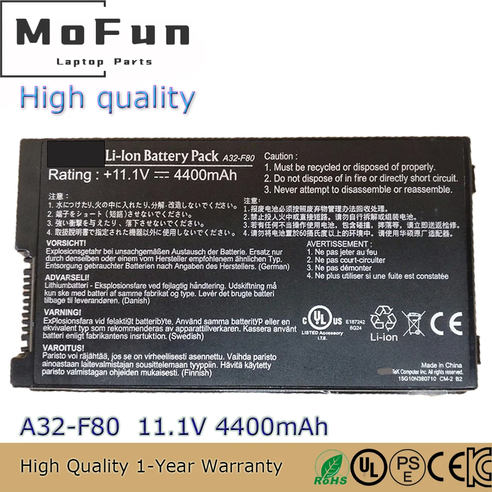 Brand New Original A32-F80 11.1V 4400mAh Laptop Battery for Asus F80S F80L F80Q F81SE F83E X61G X61Z X83S X85E X88S N60D
Brand New Original A32-F80 11.1V 4400mAh Laptop Battery for Asus F80S F80L F80Q F81SE F83E X61G X61Z X83S X85E X88S N60D