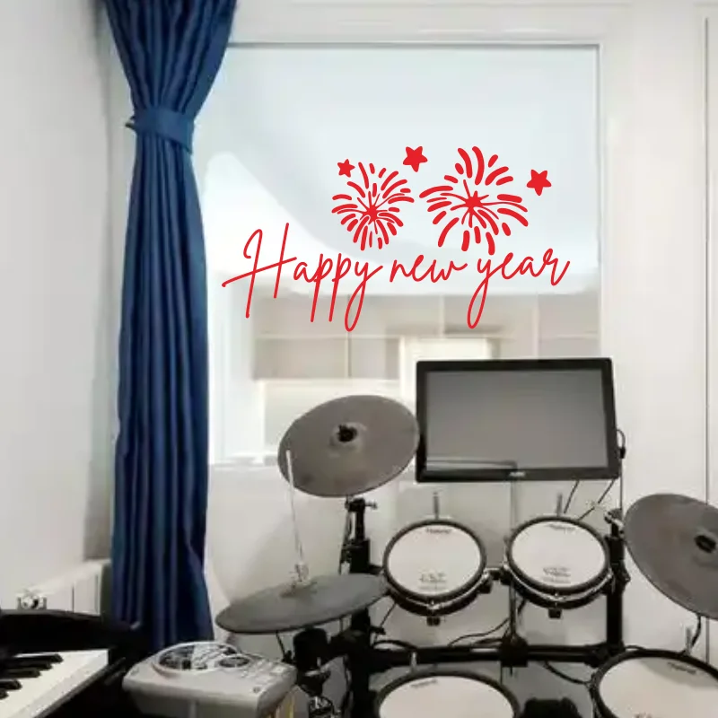 wall stickers happy 2025 New Year fireworks decoration store window door decal #604 
wall stickers happy 2025 New Year fireworks decoration store window door decal #604