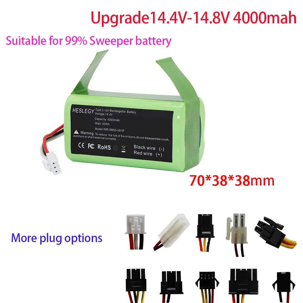Upgrades 14.8V/14.4V 4S 4000mAh Vacuum Cleaner Battery for POLARIS/Liectroux/Conga Excellence/XIAOMI MIJIA/ILIFE/RoboVac/Deebot
Upgrades 14.8V/14.4V 4S 4000mAh Vacuum Cleaner Battery for POLARIS/Liectroux/Conga Excellence/XIAOMI MIJIA/ILIFE/RoboVac/Deebot