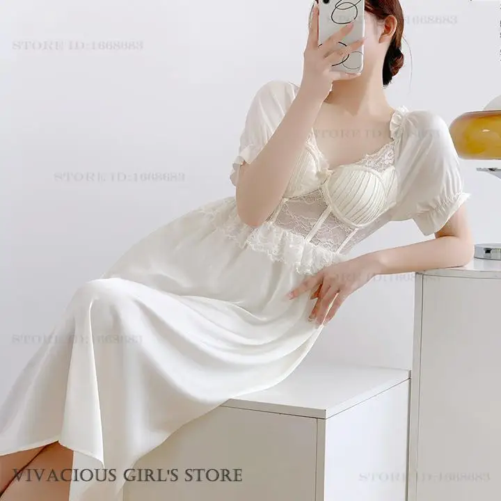 New Women Long Sleepdress Nightgown Retro Court Style Nightdress Loungewear Sexy Patchwork Lace Nightie Nightwear Satin Homewear
New Women Long Sleepdress Nightgown Retro Court Style Nightdress Loungewear Sexy Patchwork Lace Nightie Nightwear Satin Homewear