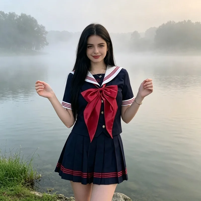 Blue Mid Coat Sailor Suit Set Daily Wear Japanese College Style Versatile Solid Color Short Skirt Student Uniform New Full Set
Blue Mid Coat Sailor Suit Set Daily Wear Japanese College Style Versatile Solid Color Short Skirt Student Uniform New Full Set