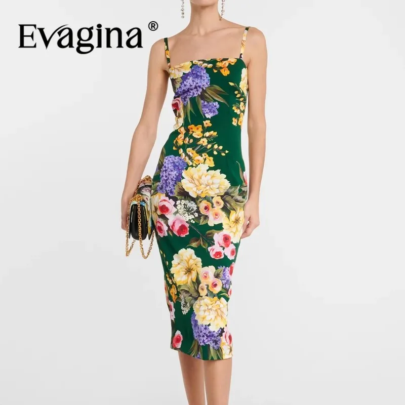 Evagina Summer Women's Pencil Dress Sexy Spaghetti Strap Backless High Waiste Slim Vintage Elegant Print Design Silk Dresses
Evagina Summer Women's Pencil Dress Sexy Spaghetti Strap Backless High Waiste Slim Vintage Elegant Print Design Silk Dresses