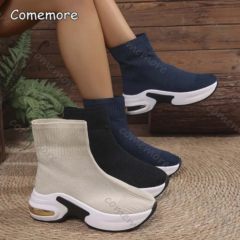 Осенние женские ботинки 2025 года. Вязаные носки. Сапоги для женщин. Новая повседневная обувь без шнуровки. Высокий верх на толстой подошве. Botas Mujer.
Осенние женские ботинки 2025 года. Вязаные носки. Сапоги для женщин. Новая повседневная обувь без шнуровки. Высокий верх на толстой подошве. Botas Mujer.