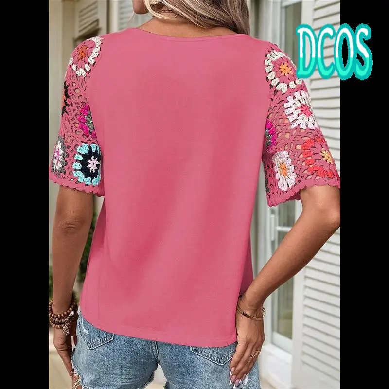 DCOS-Womens Shirts Floral Crochet Short Sleeve Crewneck Shirt Casual Pullover Blouse Summer Tops
DCOS-Womens Shirts Floral Crochet Short Sleeve Crewneck Shirt Casual Pullover Blouse Summer Tops