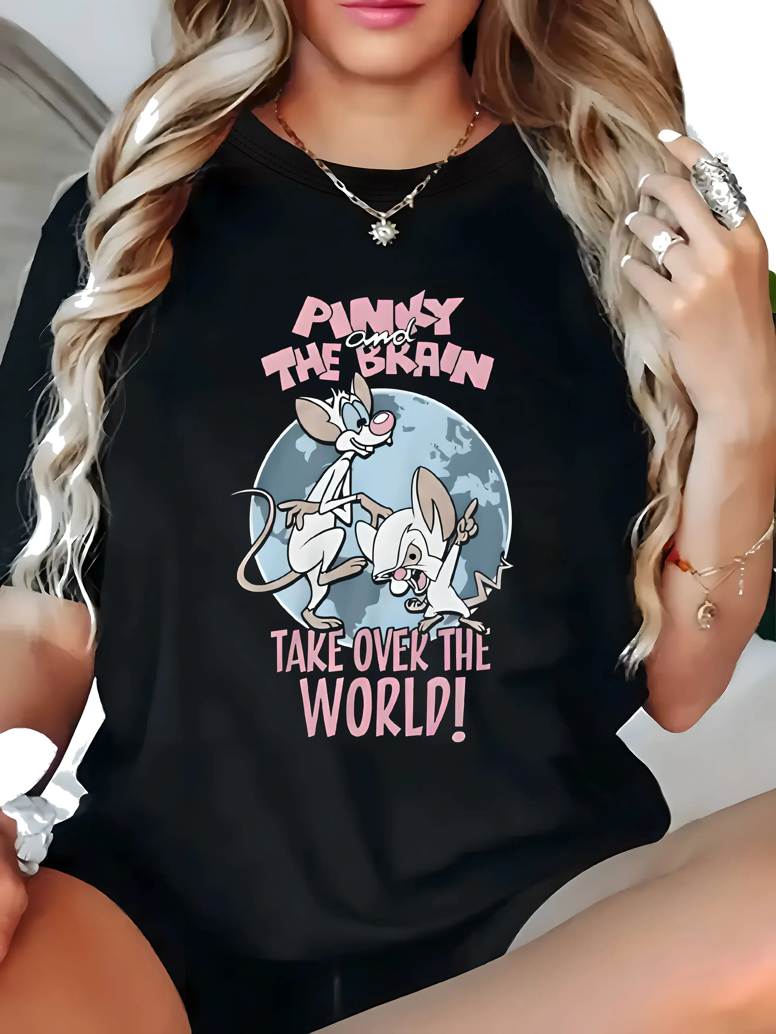 Plus - Size Women's Black Short - Sleeve T - shirt, Pinky and the Brain “Take Over the World” Print, Cartoon - Inspired & Fun
Plus - Size Women's Black Short - Sleeve T - shirt, Pinky and the Brain “Take Over the World” Print, Cartoon - Inspired & Fun