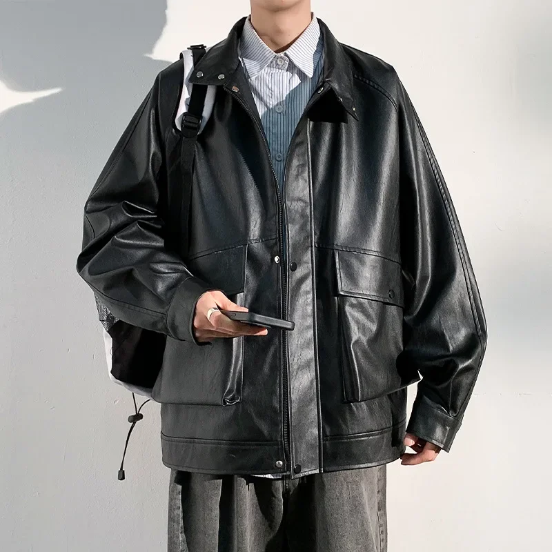Japanese Workwear Motorcycle Leather Jacket Oversize Men Autumn Winter Black Loose Streetwear PU Leather Bomber Jacket M-3XL
Japanese Workwear Motorcycle Leather Jacket Oversize Men Autumn Winter Black Loose Streetwear PU Leather Bomber Jacket M-3XL