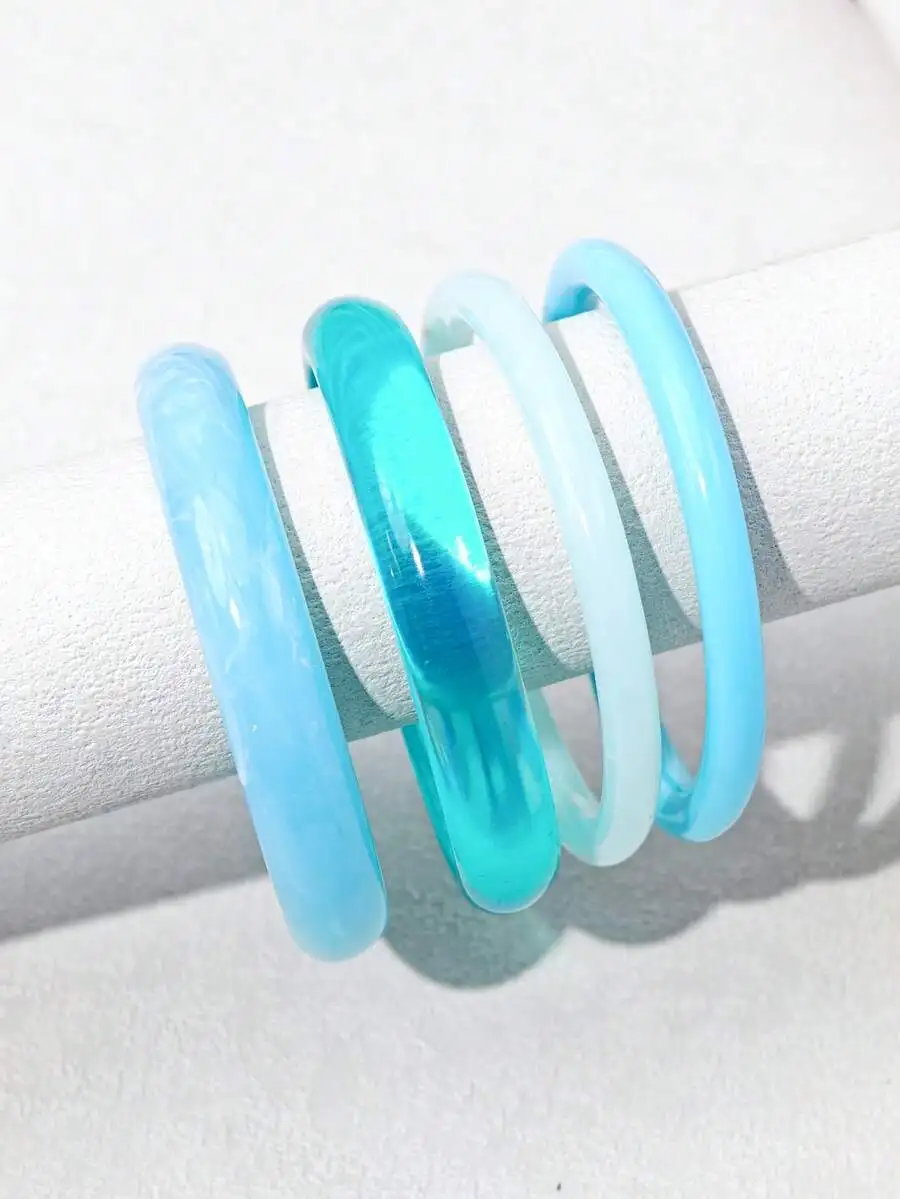 4pcs Set Womens Minimalist Blue Acrylic Bangles For Daily Wear
4pcs Set Womens Minimalist Blue Acrylic Bangles For Daily Wear