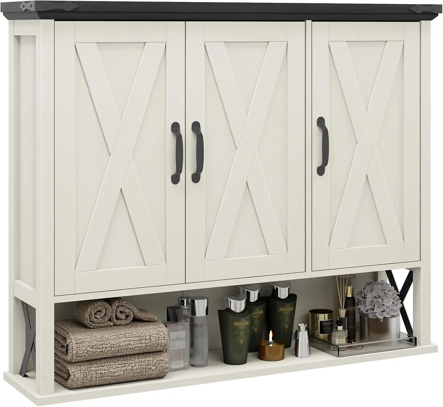 Farmhouse Medicine Cabinet with Adjustable Wood Shelf & 3 Doors, Over Toilet Storage for Bathroom Laundry Kitchen in White Black
Farmhouse Medicine Cabinet with Adjustable Wood Shelf & 3 Doors, Over Toilet Storage for Bathroom Laundry Kitchen in White Black