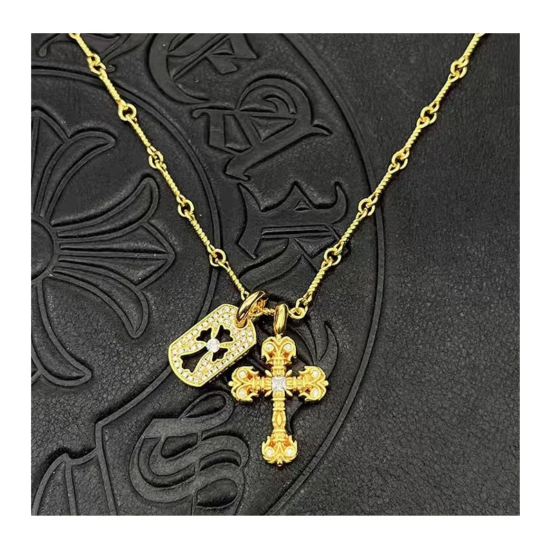 Accessories Thai Silver Gold Plated Flame Cross Full Diamond Hang Tag Double Pendant Necklace Sweater Chain Accessories
Accessories Thai Silver Gold Plated Flame Cross Full Diamond Hang Tag Double Pendant Necklace Sweater Chain Accessories
