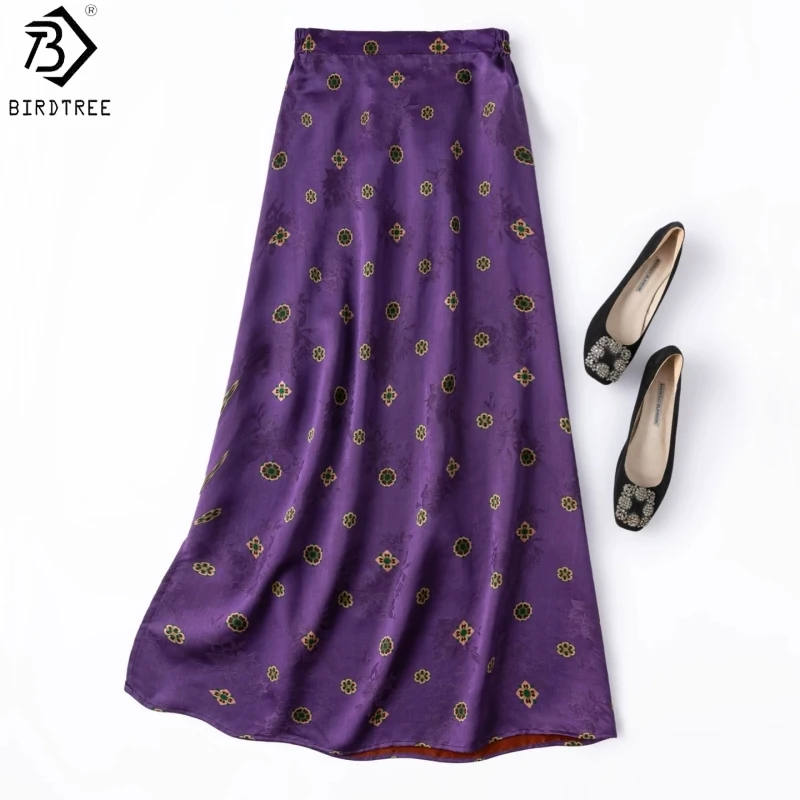 Birdtree, 100%Silk Jacquard Satin Skirt, Women Floral Luo Xiangyunsha Skirts, Elastic Waist, Side Slit, 2026 Summer New D65911JF
Birdtree, 100%Silk Jacquard Satin Skirt, Women Floral Luo Xiangyunsha Skirts, Elastic Waist, Side Slit, 2026 Summer New D65911JF
