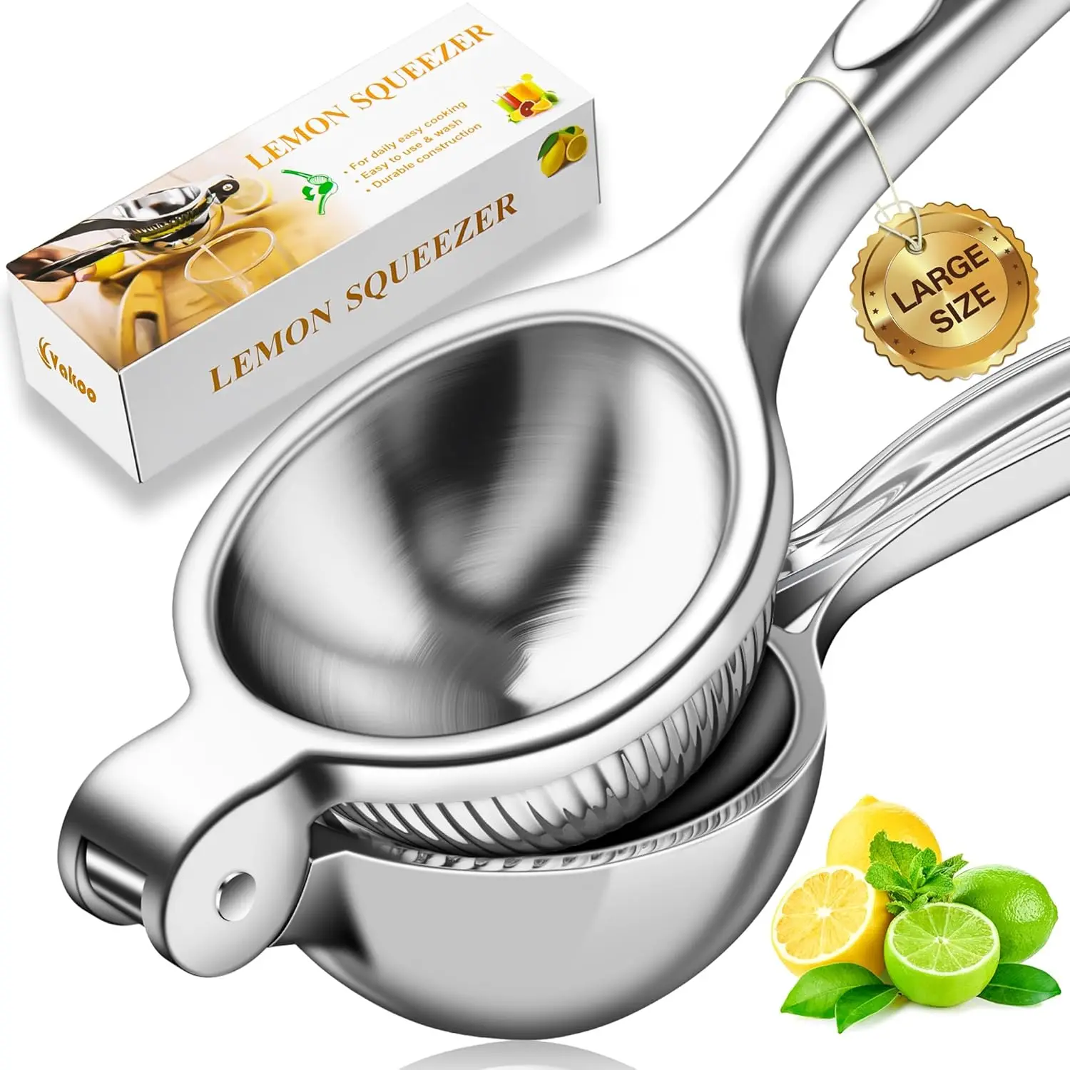 Heavy-Duty Rust-Resistant Metal Manual Citrus Juicer for Lemon & Lime, Effortless Press in Silver
Heavy-Duty Rust-Resistant Metal Manual Citrus Juicer for Lemon & Lime, Effortless Press in Silver