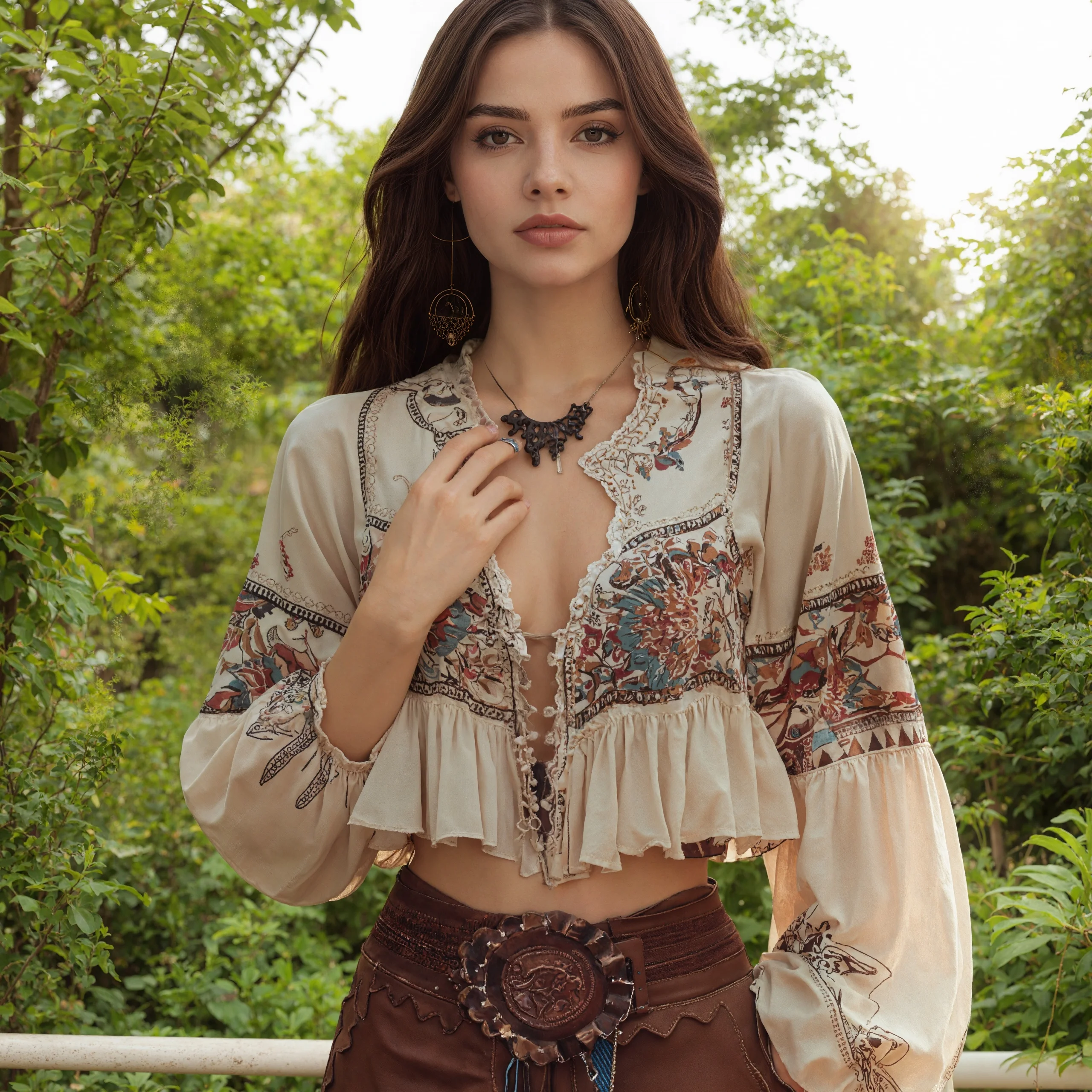 Chic Bohemian Blouse Women's Ethnic Print Lantern Sleeve Hollow Out Cropped Top for Summer Autumn Casual Ruffled Shirt
Chic Bohemian Blouse Women's Ethnic Print Lantern Sleeve Hollow Out Cropped Top for Summer Autumn Casual Ruffled Shirt